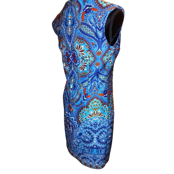 SIZE 8: NWOT LIZ CLAIBORNE Bold Blue Paisley Dress - Picture 5 of 10